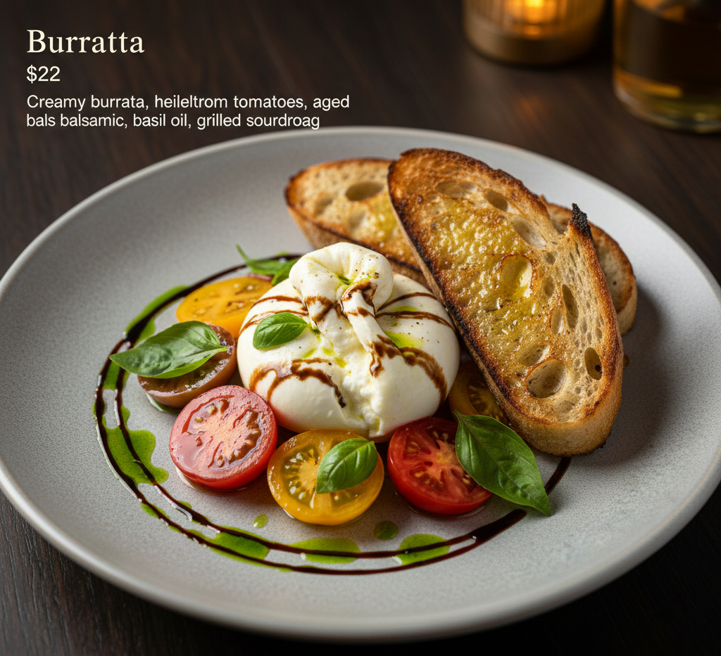 Burrata with heirloom tomatoes